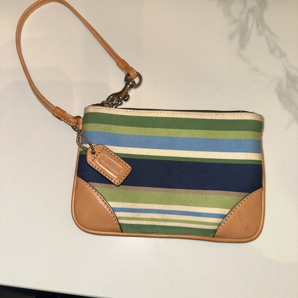 Vintage Y2K Coach Soho Striped Canvas Hobo Shoulder Bag and Matching Wristlet - Picture 9 of 11